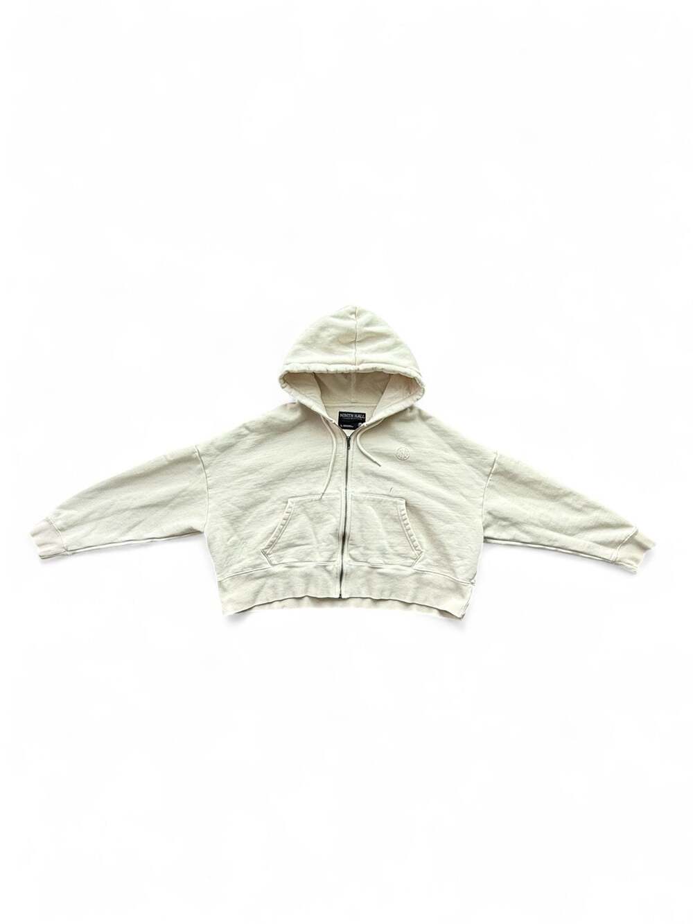 Ninth Hall Fundamentals Ivory Boxy Cropped Zip-Up Hoodie